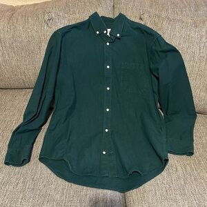Men's Dark Green Zara Button-Down Shirt - Classic Long Sleeve